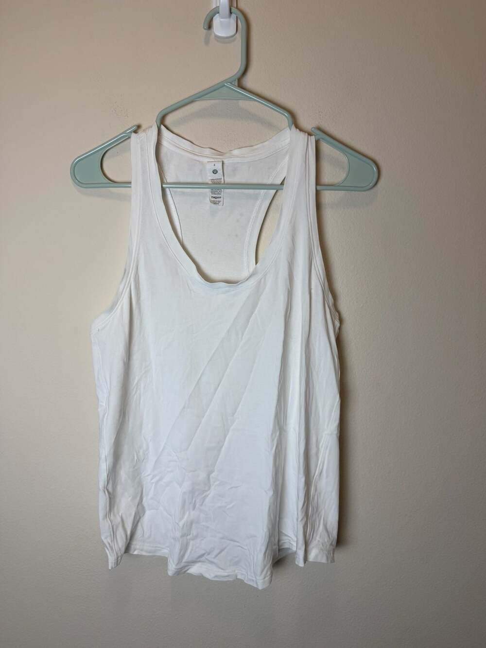 Lululemon Racerback Tank Top Size 6 White Cotton Jersey